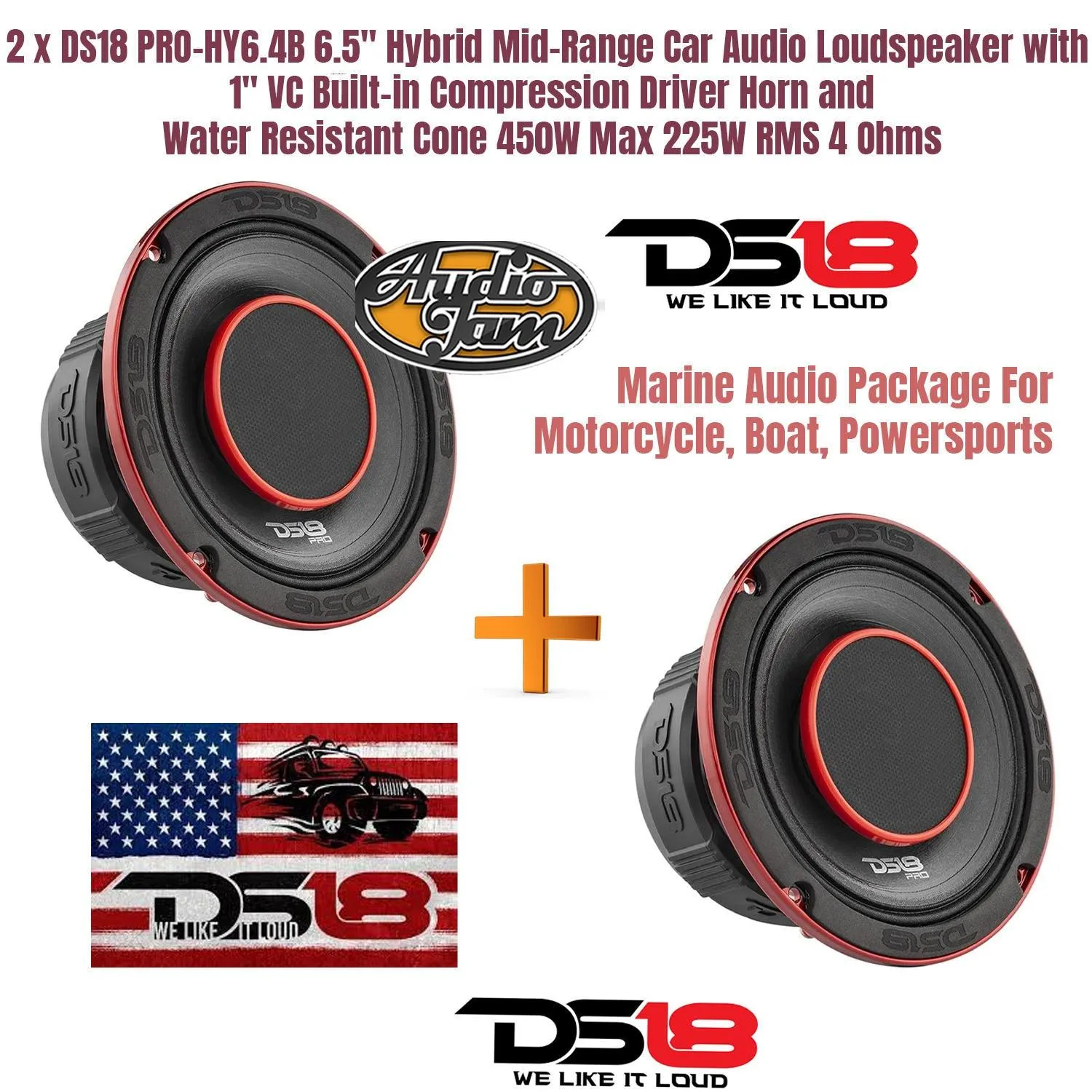 2 x DS18 PRO-HY6.4B 6.5" Hybrid Mid-Range Car Audio Loudspeaker "Premium Pro Audio Loudspeakers at Audio Jam in Bear, DE – Unmatched Sound Performance!"