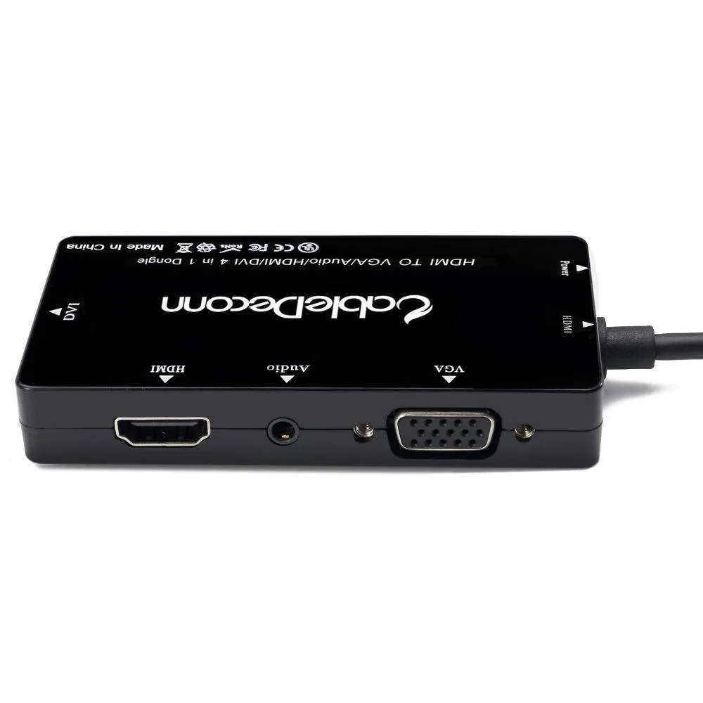 4-in-1 HDMI to HDMI/VGA/DVI Audio & Video Hub Display Adapter