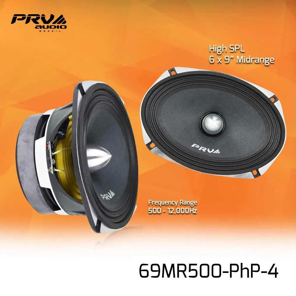 4 x PRV Audio 69MR500-PhP-4 Midrange Car Audio Speakers 4 Ohms 6x9 PRO 500W