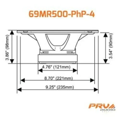 4 x PRV Audio 69MR500-PhP-4 Midrange Car Audio Speakers 4 Ohms 6x9 PRO 500W