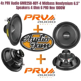 4 x PRV Audio 6MB250-NDY-4 Midbass Neodymium 6.5" Speakers 4 Ohm 6 PRO Neo 1000W