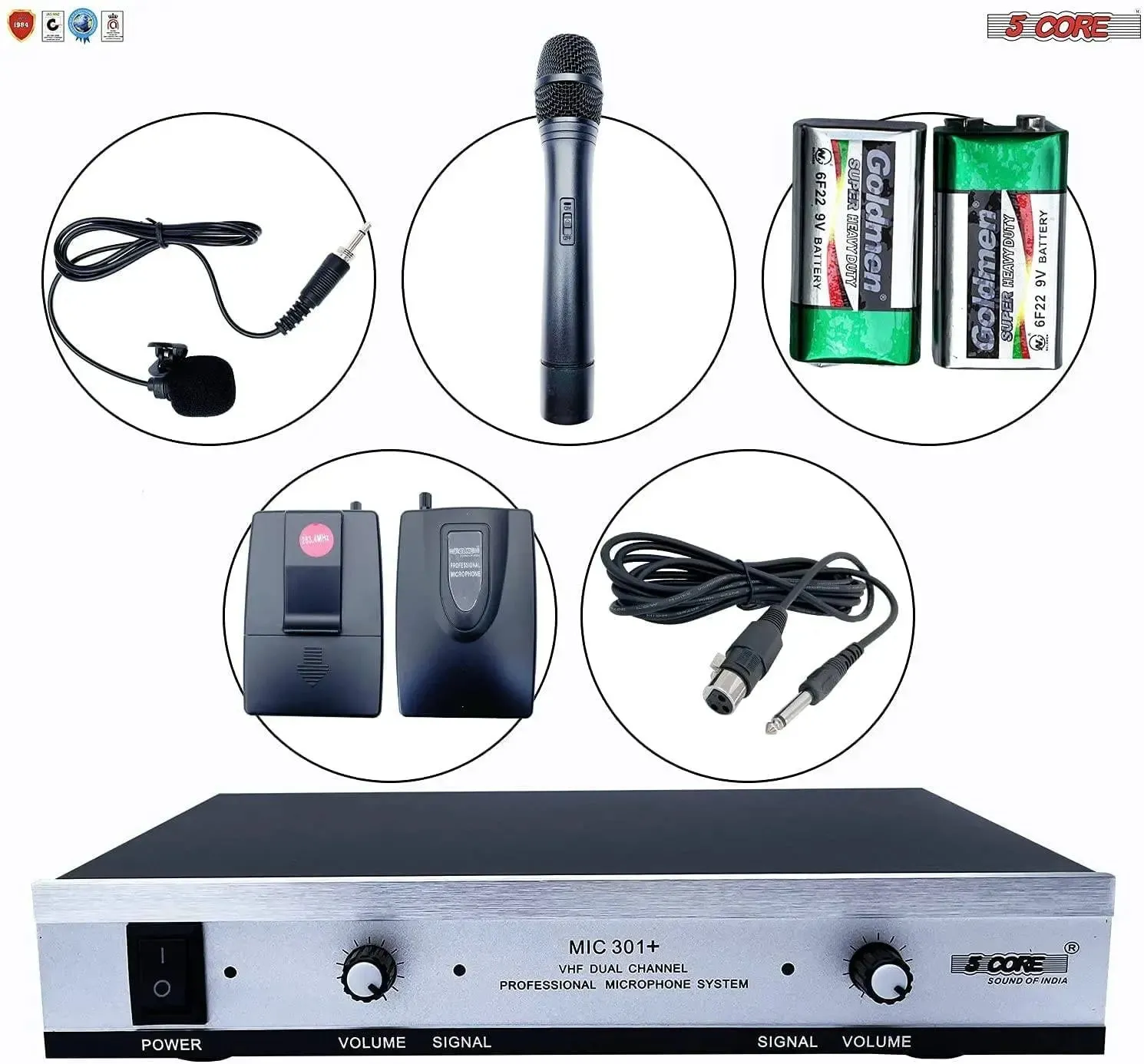 5Core VHF Dual Channel DIGITAL PRO Wireless Microphone System with