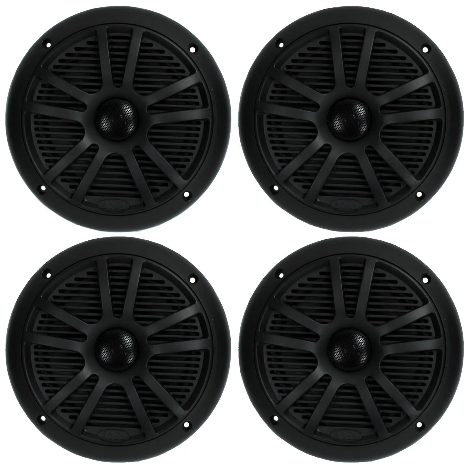 BOSS 6.5" 360W Dual Cone Black Marine Boat Outdoor Audio Speakers, 4pk | MR6B