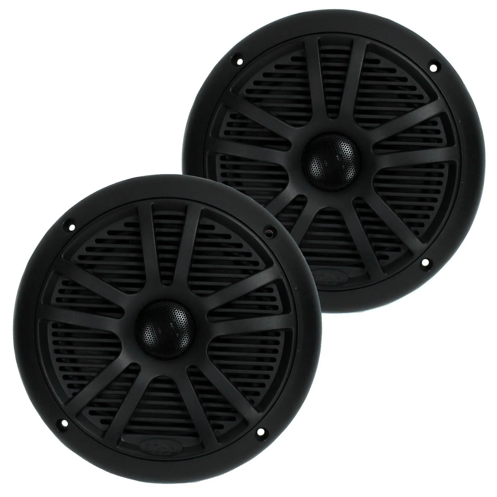 BOSS 6.5" 360W Dual Cone Black Marine Boat Outdoor Audio Speakers, 4pk | MR6B