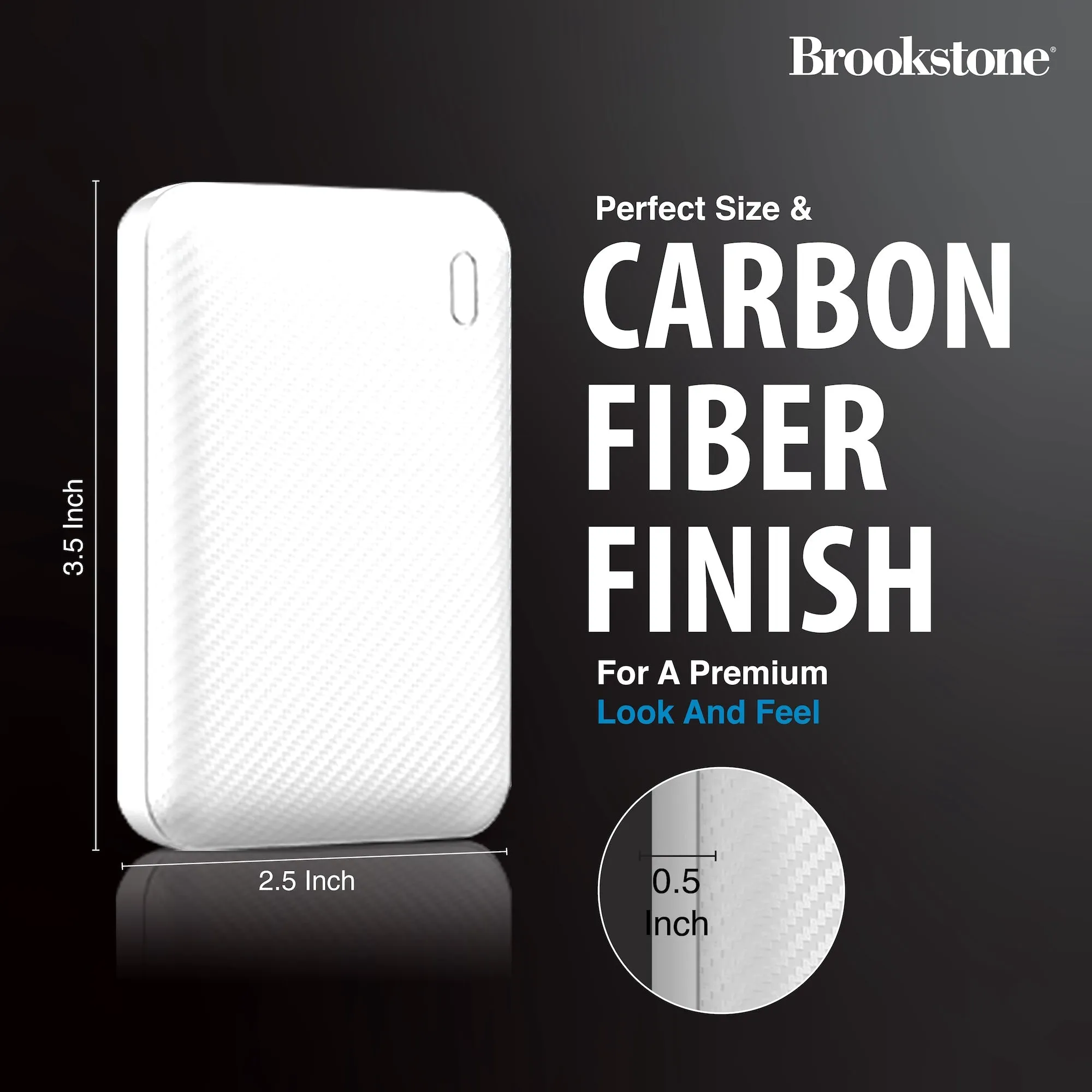 Brookstone Carbon Fiber 5000mah 2-Port Power Bank