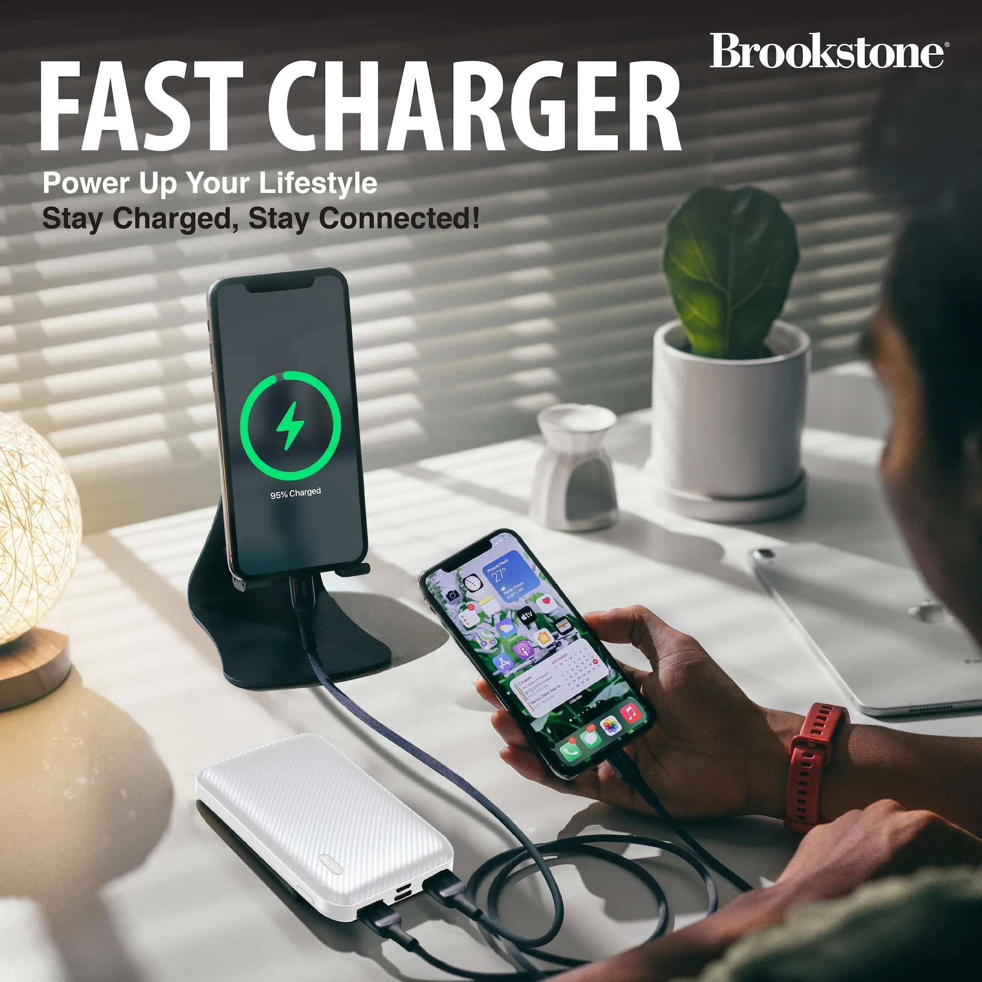 Brookstone Carbon Fiber 5000mah 2-Port Power Bank