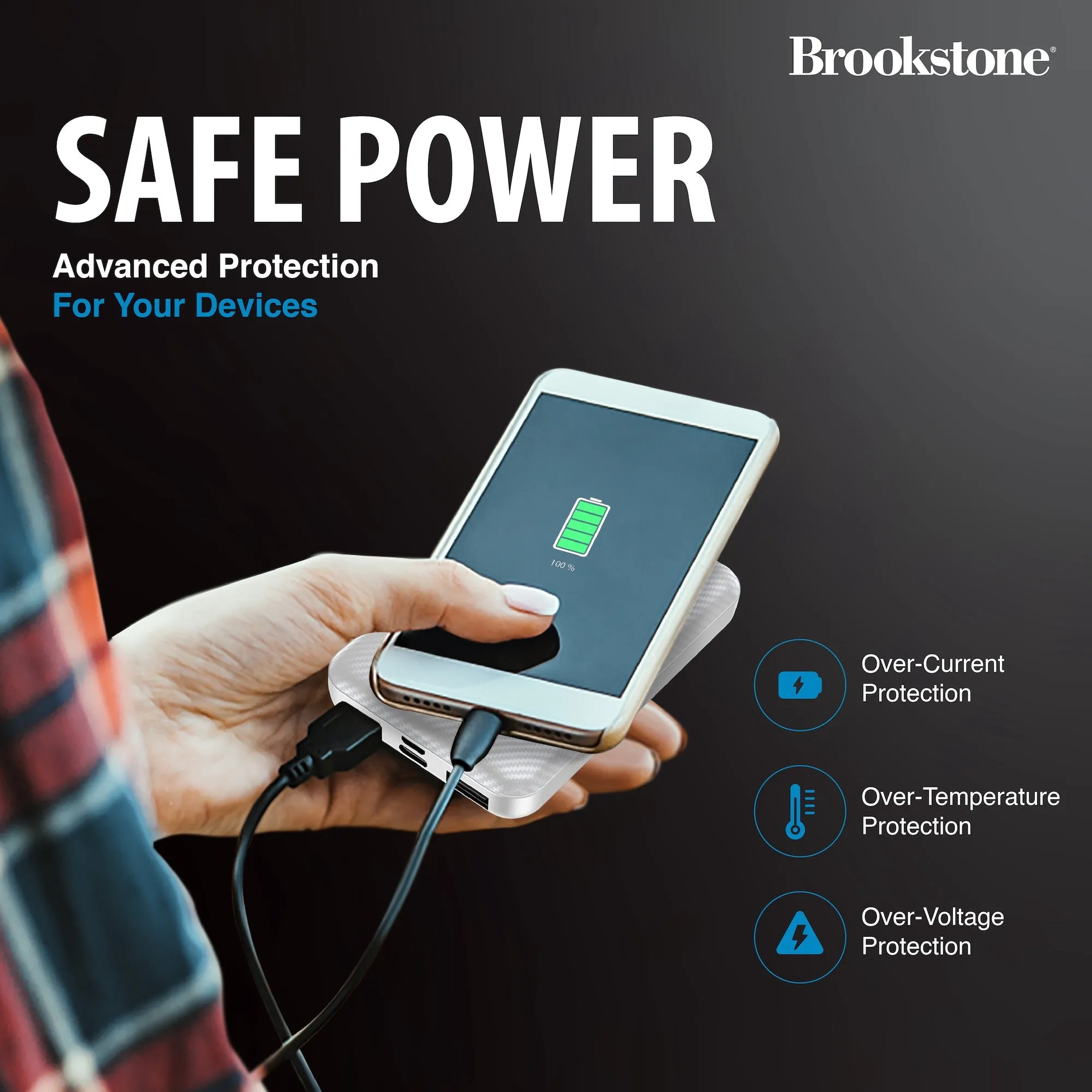 Brookstone Carbon Fiber 5000mah 2-Port Power Bank