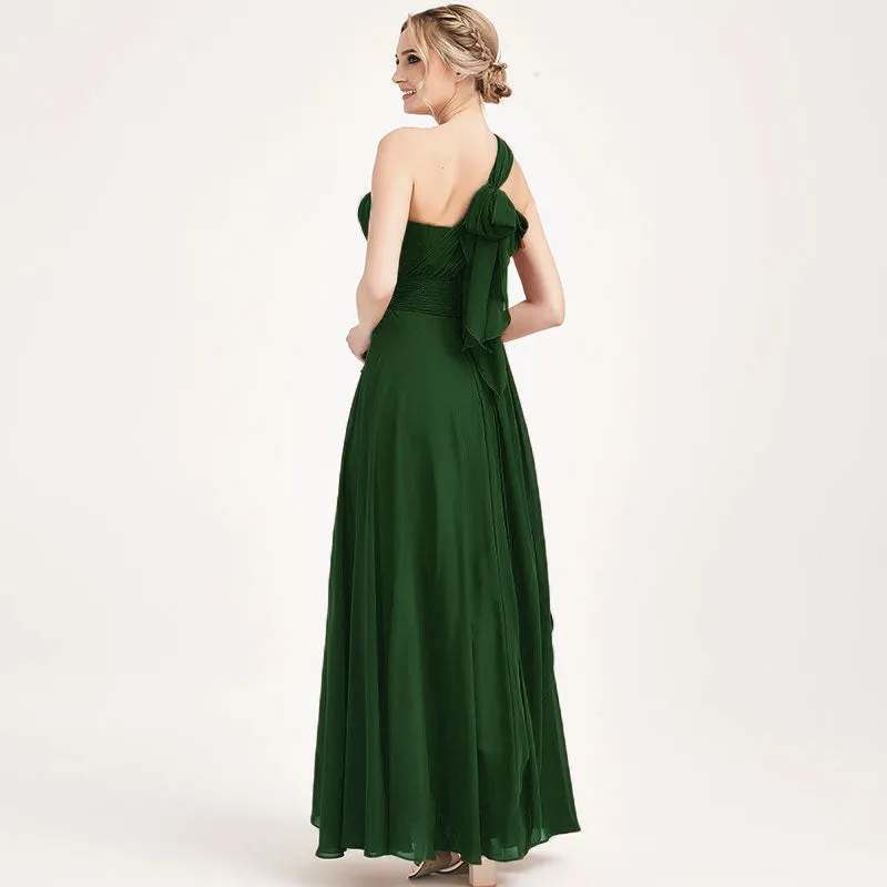 Dark Green Convertible Chiffon Bridesmaid Dress Wrap Floor Length Gown