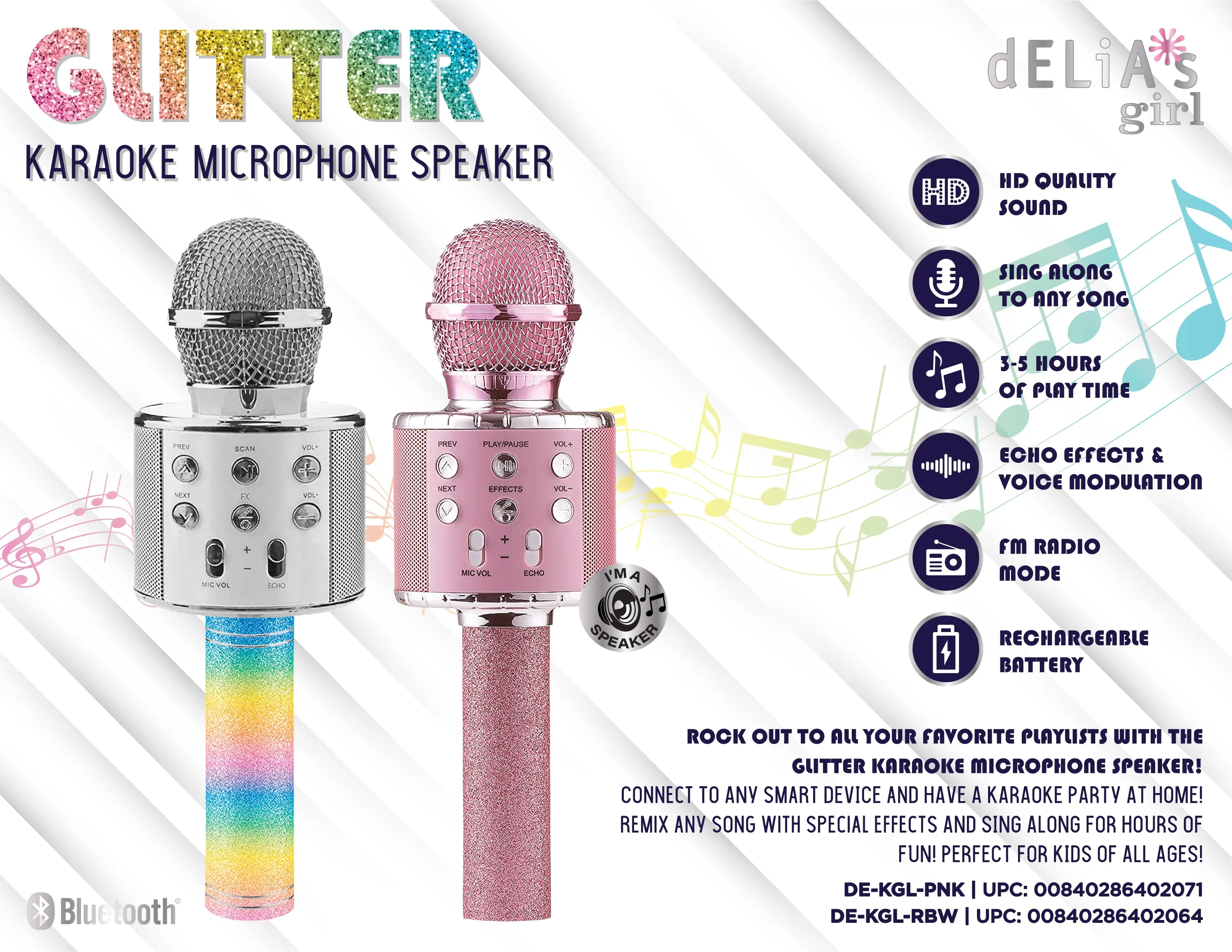 Delia's Glitter Karaoke Microphone Speaker