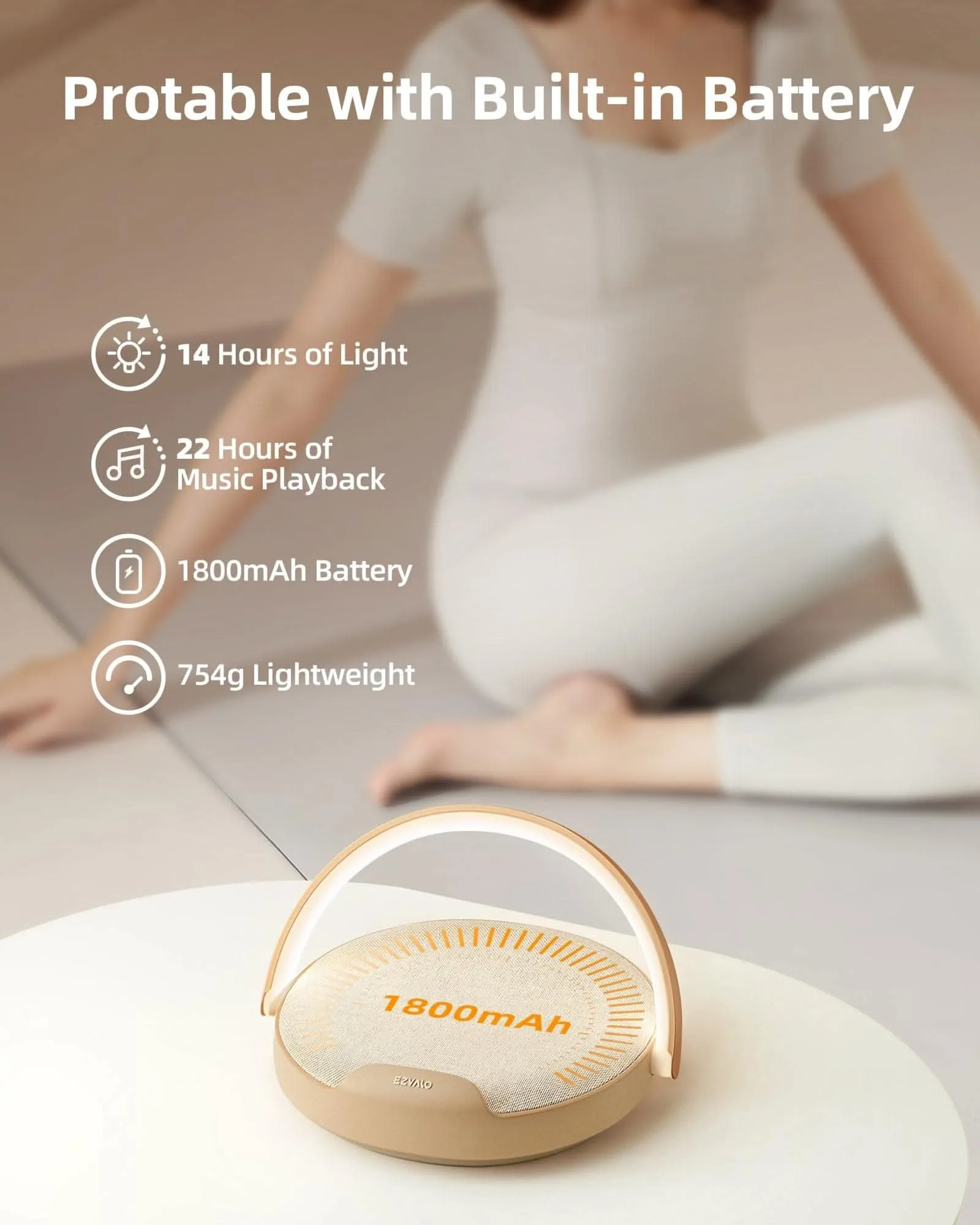 EZVALO EzFlex S Bedside Lamp Wireless Charger, Dimmable LED Night Light, Bluetooth Speaker