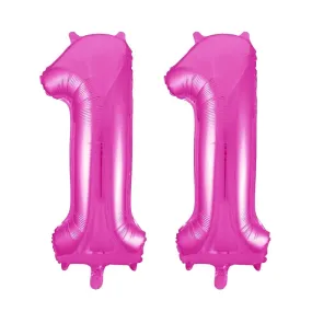 Giant Number 11 Foil Balloons - Pink