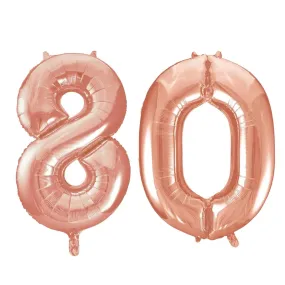 Giant Number 80 Foil Balloons - Rose Gold