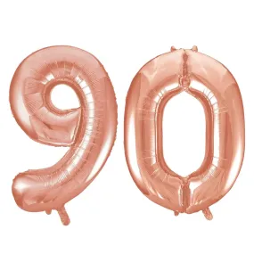 Giant Number 90 Foil Balloons - Rose Gold