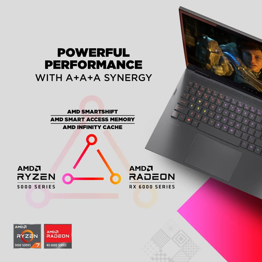 HP OMEN Ryzen 7 16.1-inches/40.9 cm Micro-Edge, IPS, Anti-Glare, FHD AMD Gaming Laptop (16GB RAM/1TB SSD/144 Hz/300 nits/Radeon RX 6600M 8GB Graphics/Windows 11/MS Office), 16-C0140AX, Silver