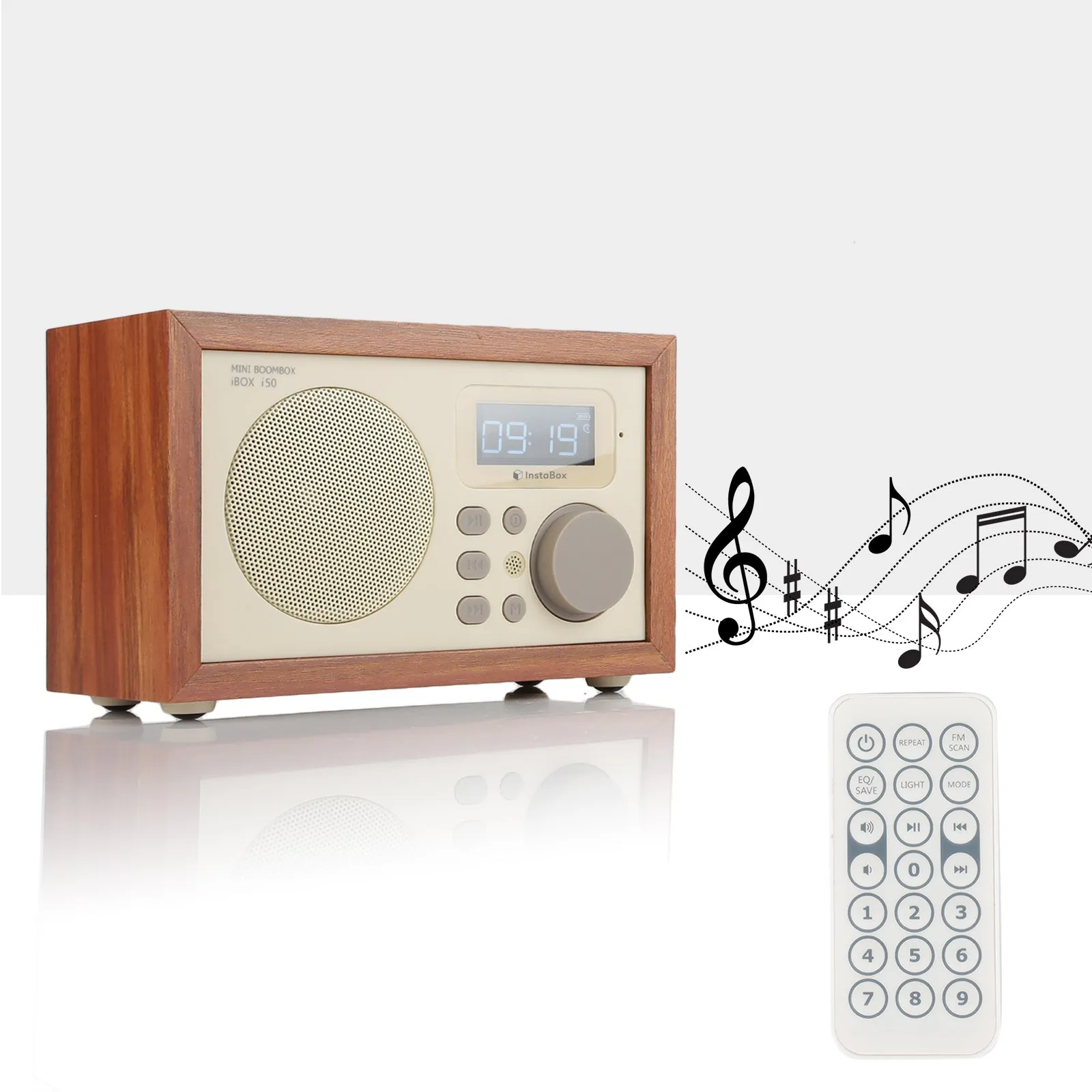 InstaBox i50 Wooden FM Clock Radio & Bluetooth Speaker [DISCONTINUED]