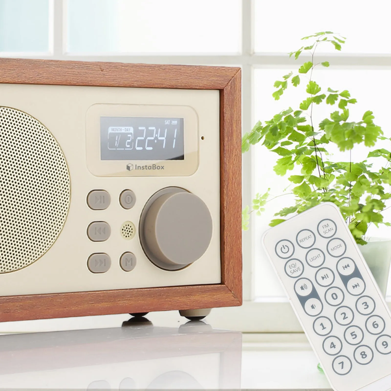 InstaBox i50 Wooden FM Clock Radio & Bluetooth Speaker [DISCONTINUED]