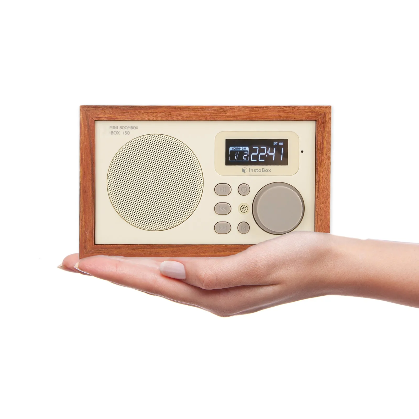 InstaBox i50 Wooden FM Clock Radio & Bluetooth Speaker [DISCONTINUED]