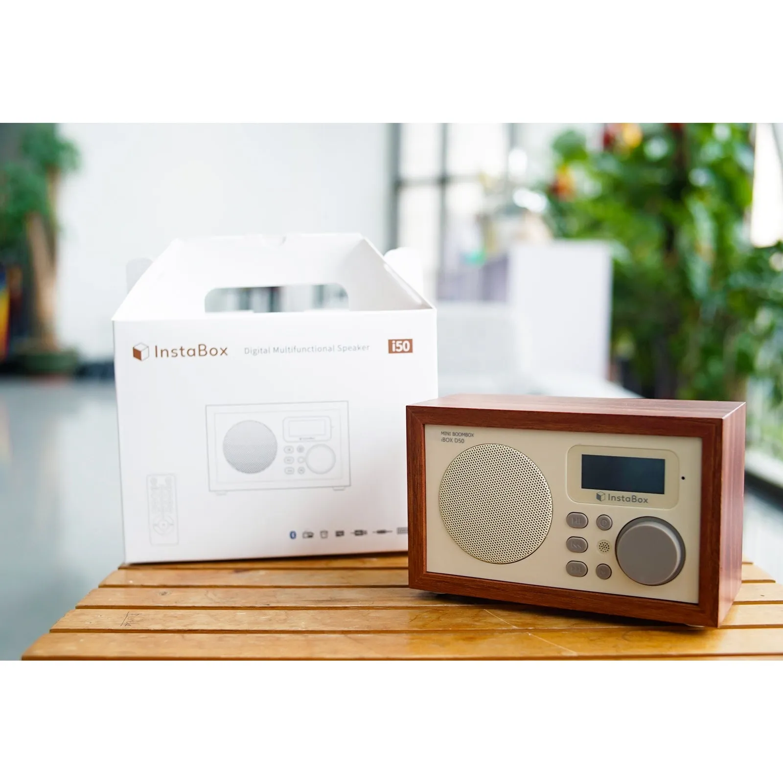 InstaBox i50 Wooden FM Clock Radio & Bluetooth Speaker [DISCONTINUED]