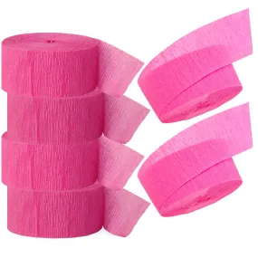 Kicko Candy Pink Crepe Streamers - 2 Pack, 162 Feet x 1.75 Inches - for Kids, Party