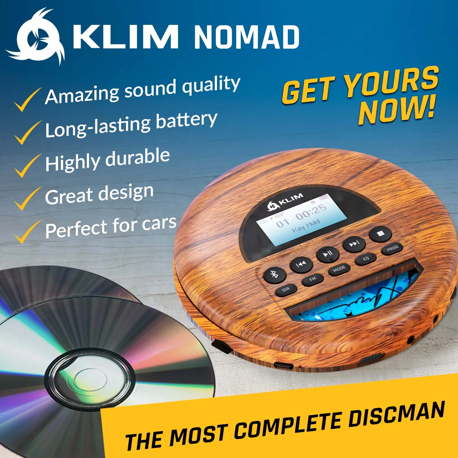 KLIM Nomad Portable CD Player with Bluetooth