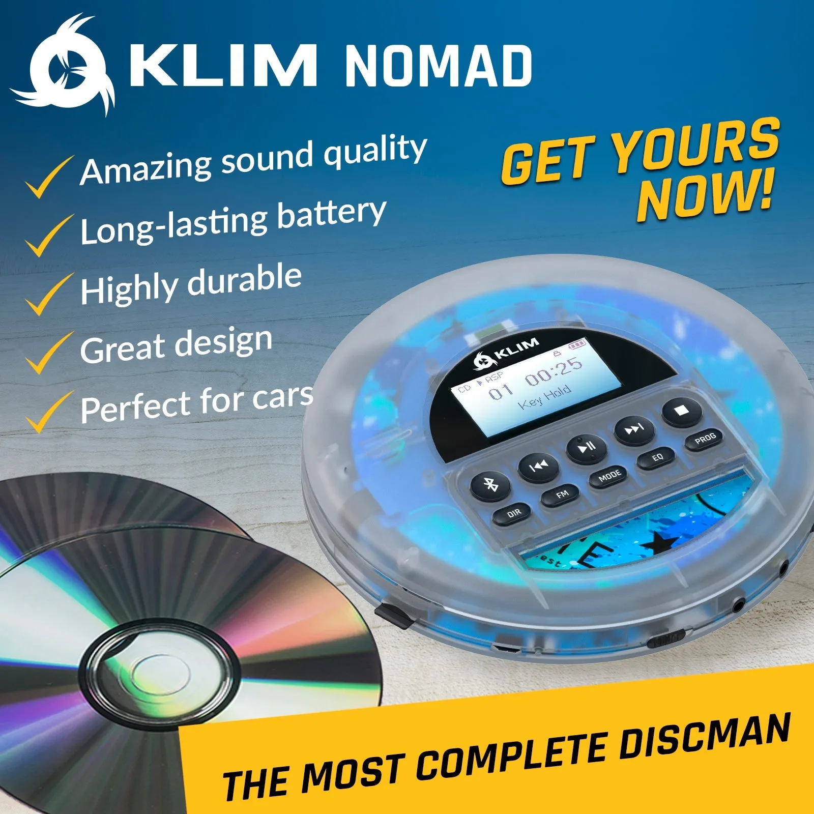 KLIM Nomad Portable CD Player with Bluetooth