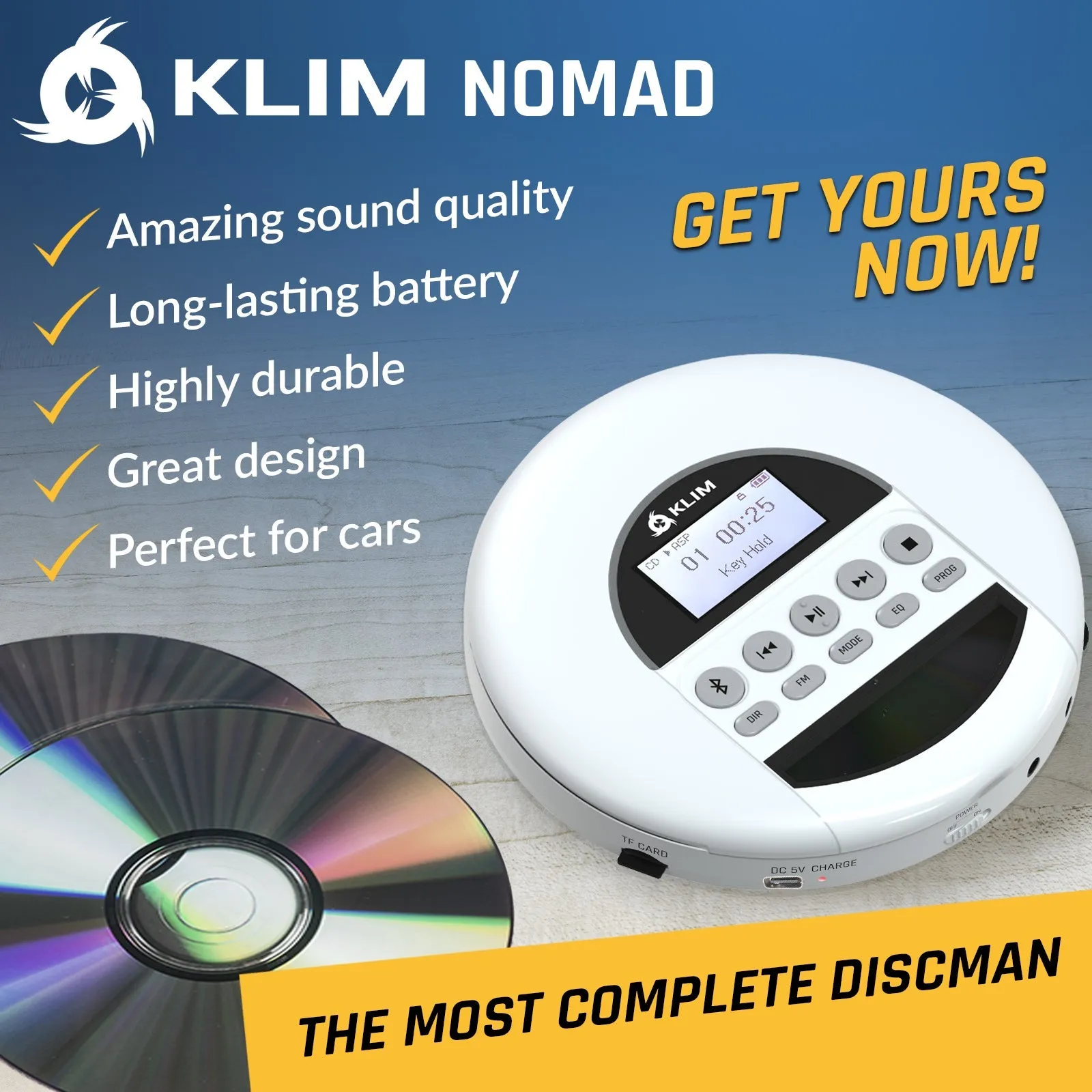 KLIM Nomad Portable CD Player with Bluetooth