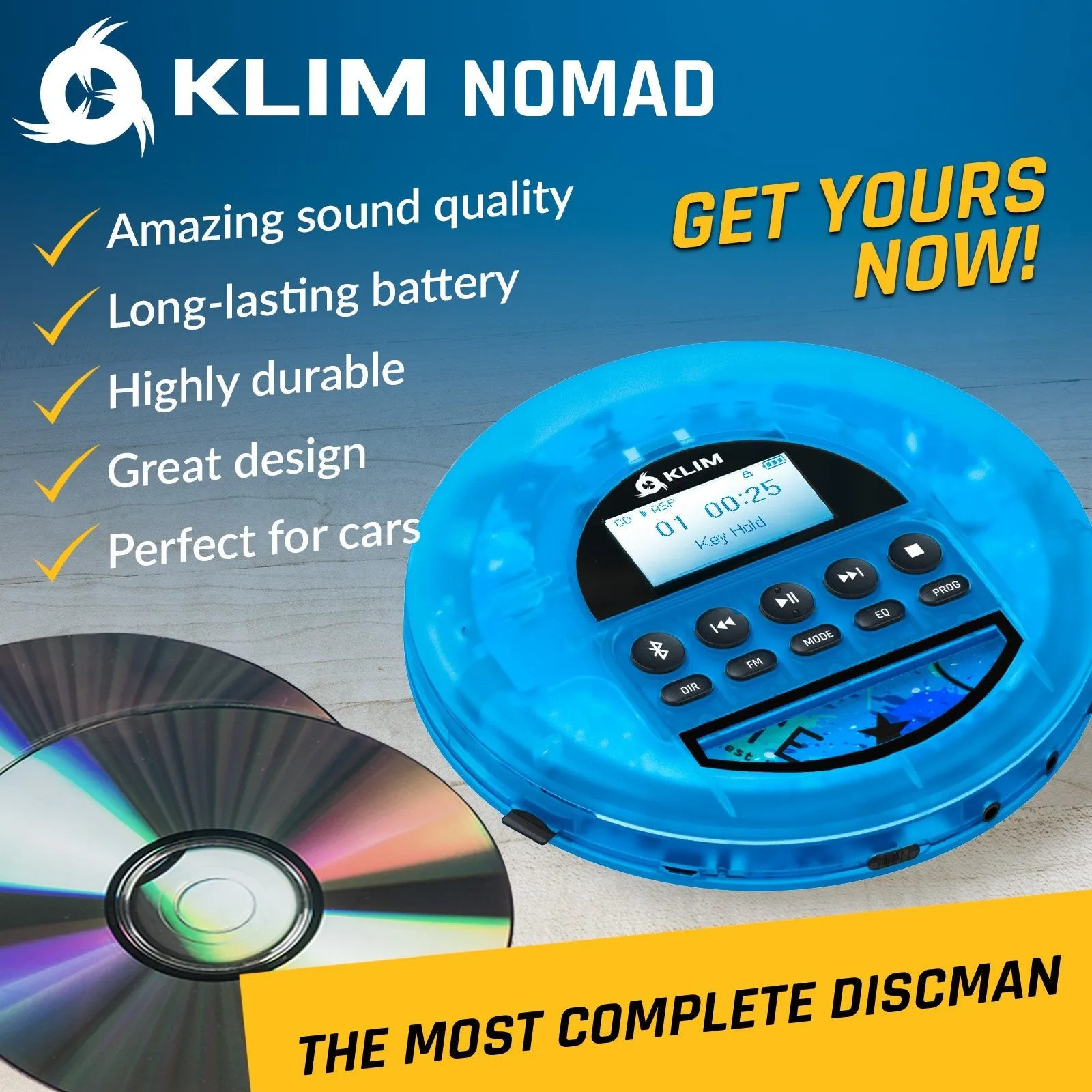 KLIM Nomad Portable CD Player with Bluetooth