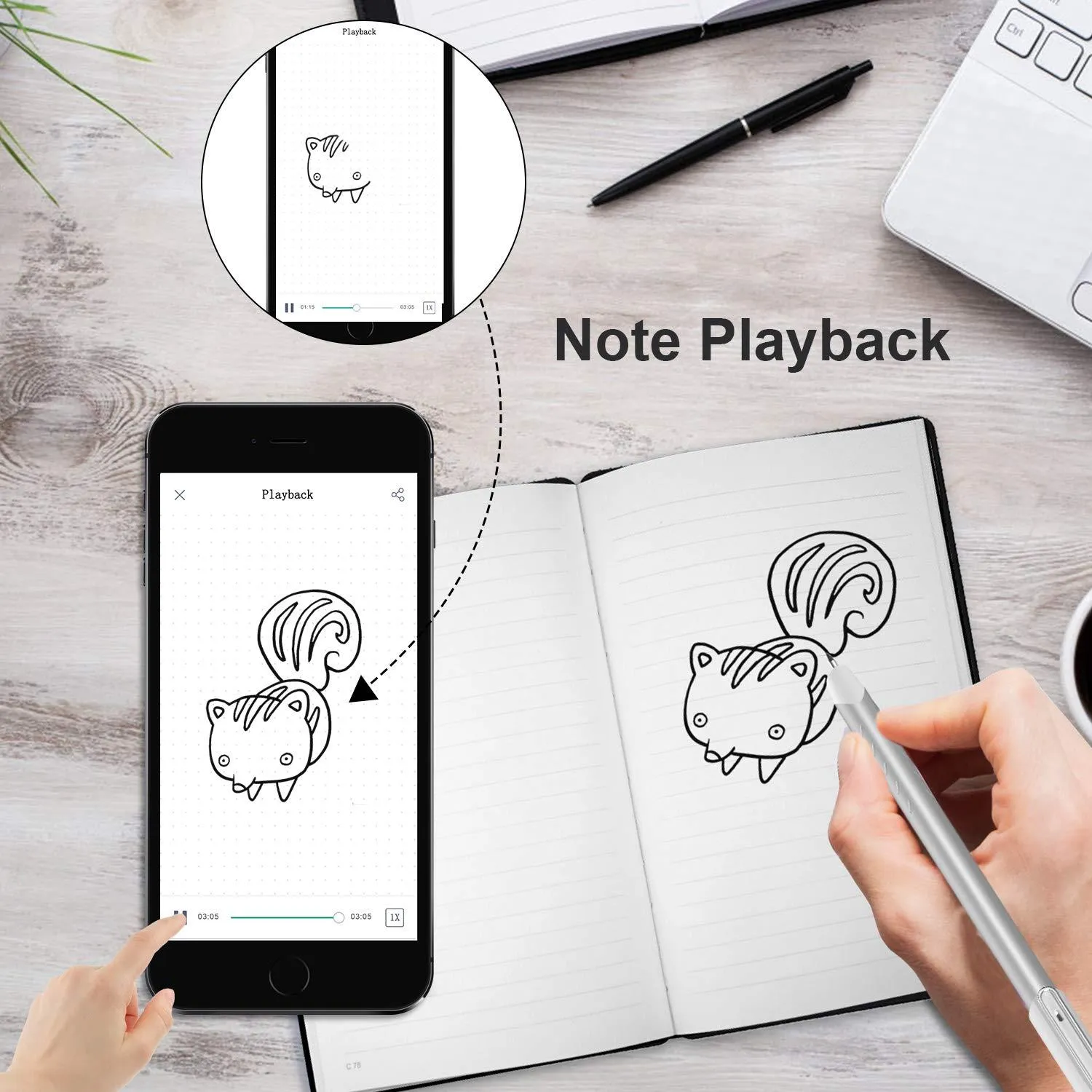 NEWYES Smartpen Sync to The Mobile Devices for Notes with APP (Syncpen 1.0),Grey