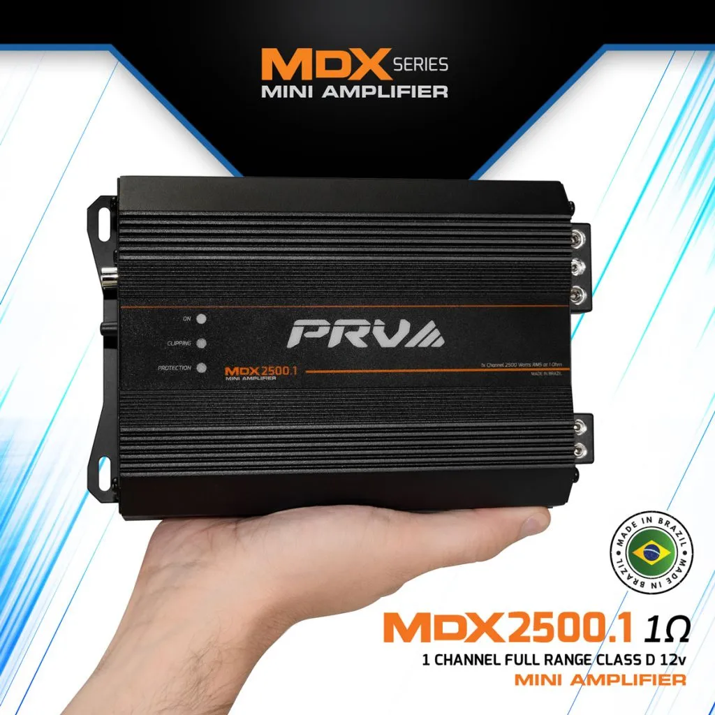 PRV Audio MDX2500.1 2600W RMS Class D Monoblock Full Range Mini Amplifier 1-Ohm