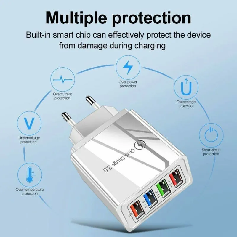 Quick Charge 4-USB Wall Charger