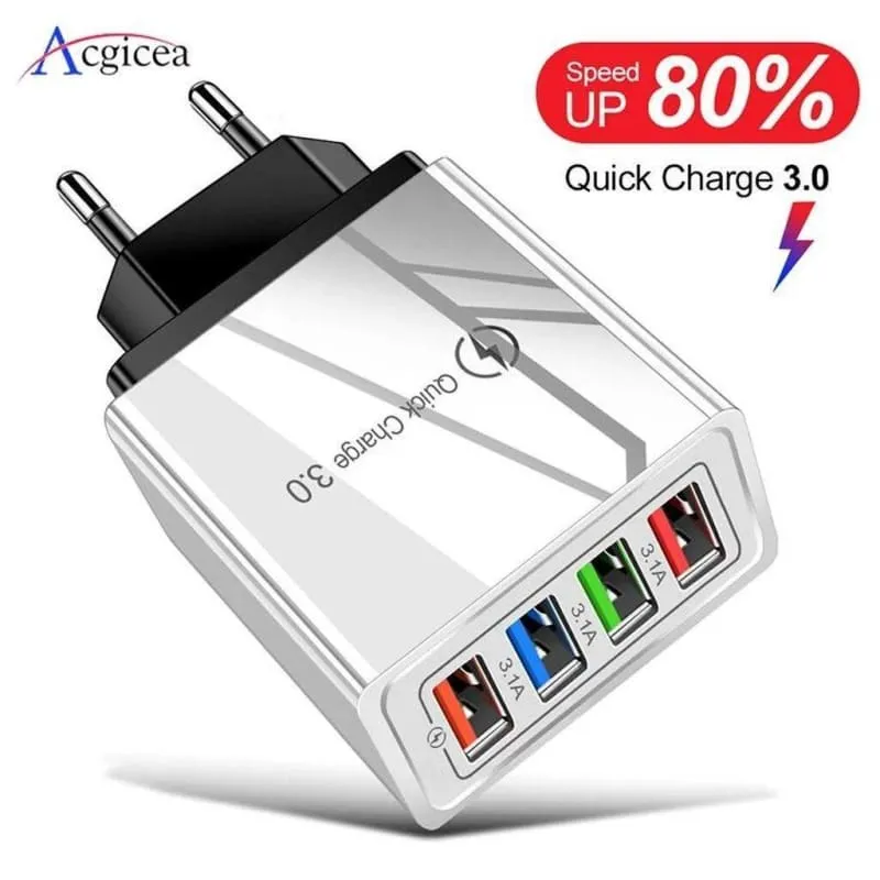 Quick Charge 4-USB Wall Charger