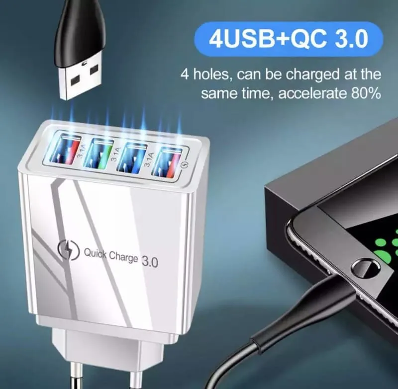 Quick Charge 4-USB Wall Charger