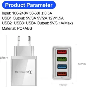 Quick Charge 4-USB Wall Charger