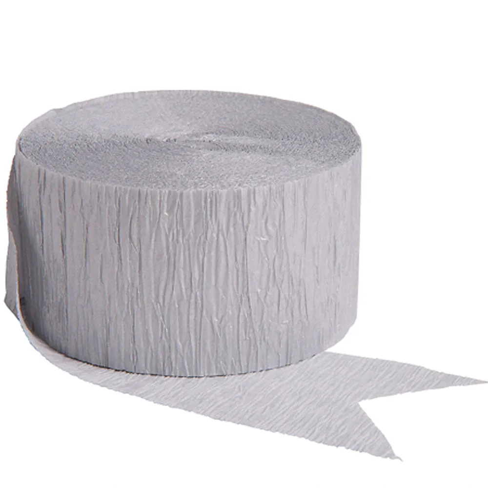 Silver Crepe Paper Streamer | 81'