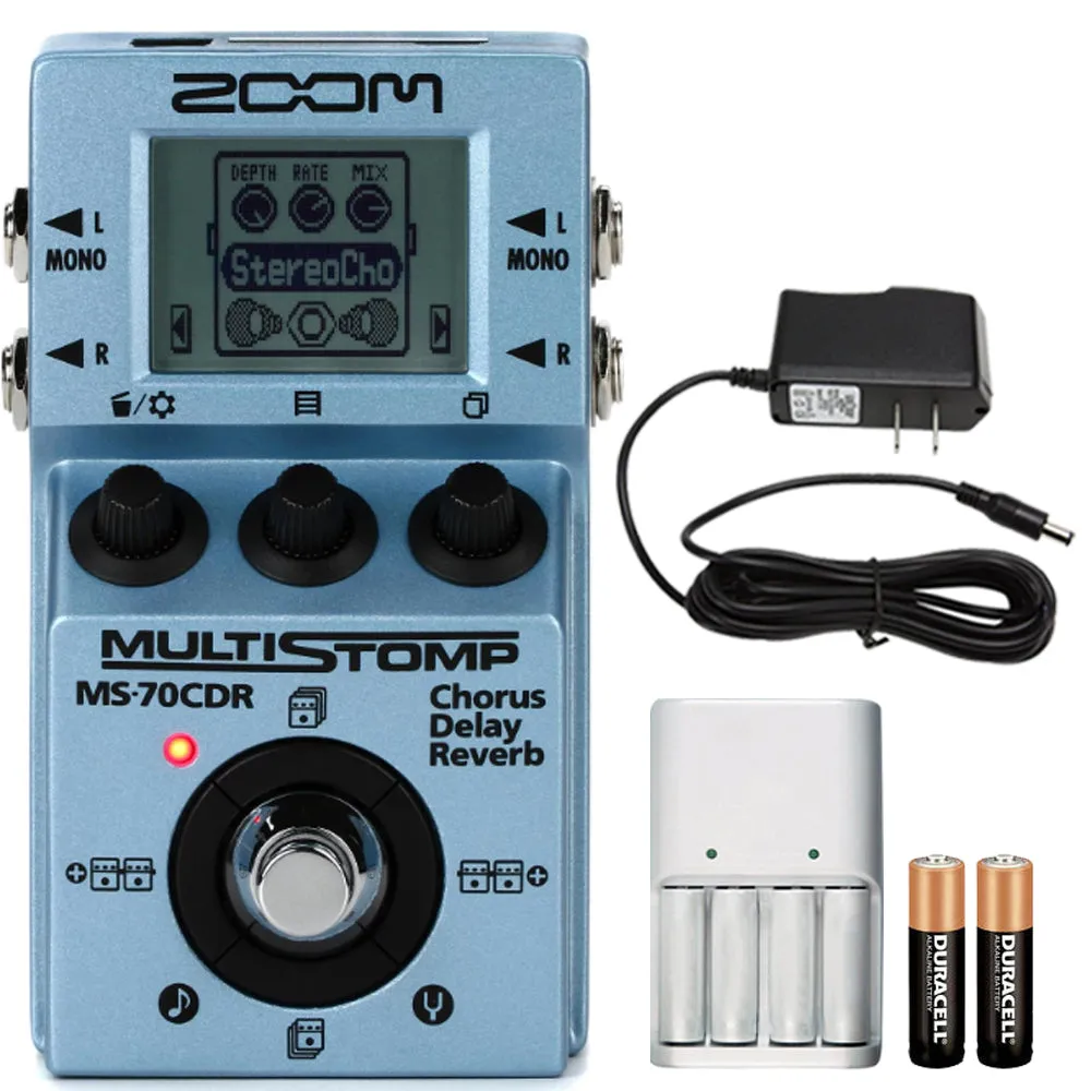 Zoom MS-70CDR Multi Stomp Guitar Effect Pedal   Pig Hog PP9V Pig Power Supply   Battery & Charger